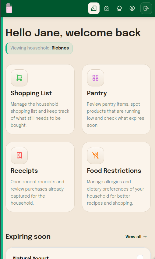 Household dashboard